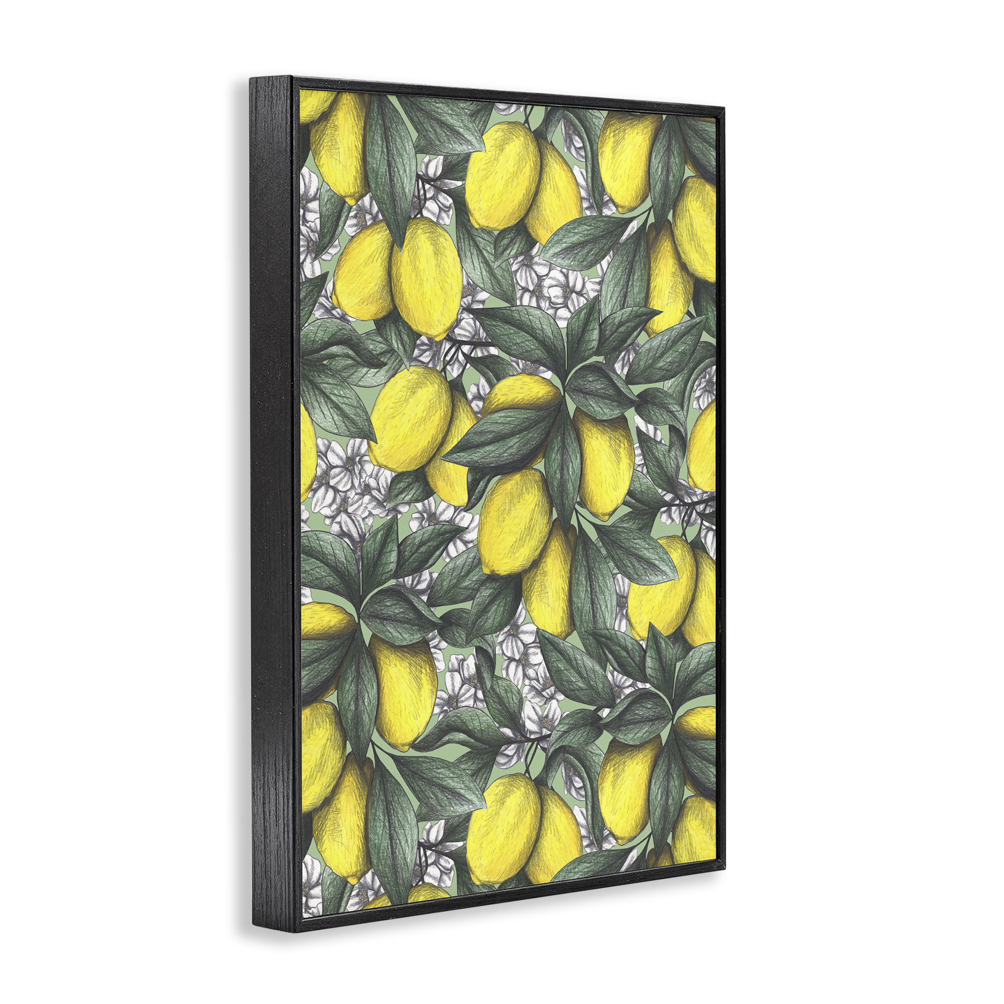Under The Lemon Tree Black Framed Giclee Art, design by Cecilia Battaini