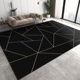 thumbnail image 1 of Black Backdrop Area Rug, Golden Simple Geometric Lines Floor Carpet, Modern Soft Foldable Non Slip Durable Rug for Apartment Living Room Bedroom Dining Room Decor Mat-3x4ft, 1 of 6