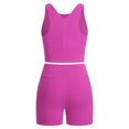 thumbnail image 2 of IBTOM CASTLE Girls 2 Piece Tennis Outfit Tank Top Shorts Set Backless Crop Tank Top Crossover Tummy Control Shorts Yoga Workout Activewear with Side Pockets 玫粉色, 2 of 7