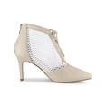 thumbnail image 3 of BLISSFUL STEP Women Mesh Lace Up Stiletto Heels Ankle Boots Beige 7.5, 3 of 6