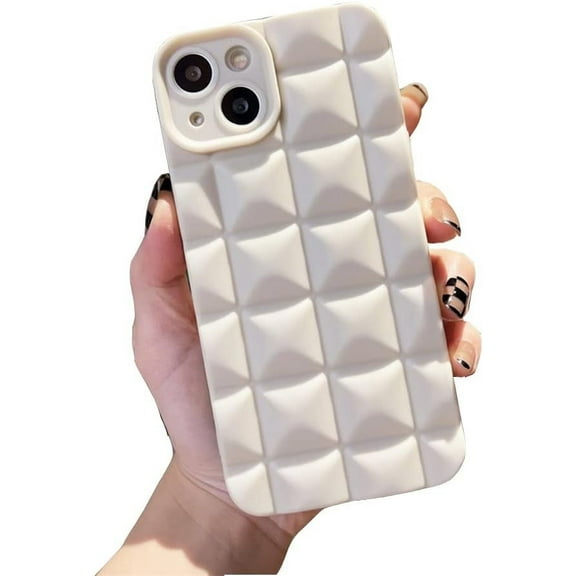 for iPhone Case Cute Slim Shockproof 3D Plaid Design Reinforced Soft TPU Silicone Screen Camera Protective Bumper for Women Girls (White,iPhone 12 Pro)