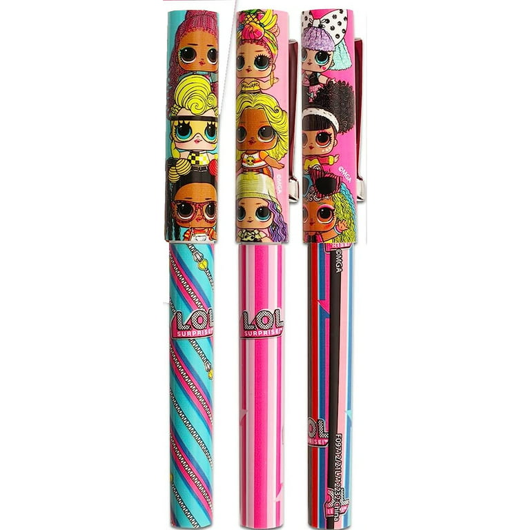 LOL Surprise School Supplies Pen and Pencil Case Container Set for Kids,  Toddlers - 4 Pc Bundle with LOL Surprise Pencil Case Plus Stickers, Pens