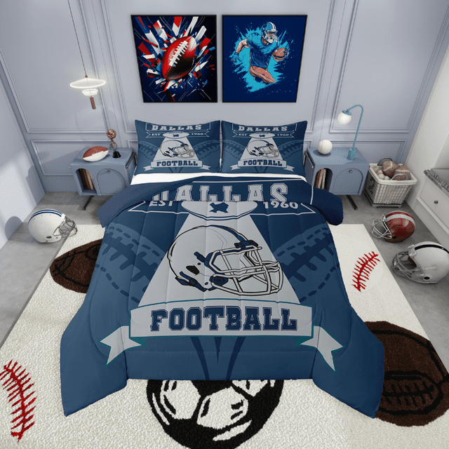Erosebridal Ensemble de Literie de Football Américain pour Lit Simple, Couette à Rayures Géométriques, Décorative pour Chambre d'Enfants, Réversible, Légère, 2 Pcs