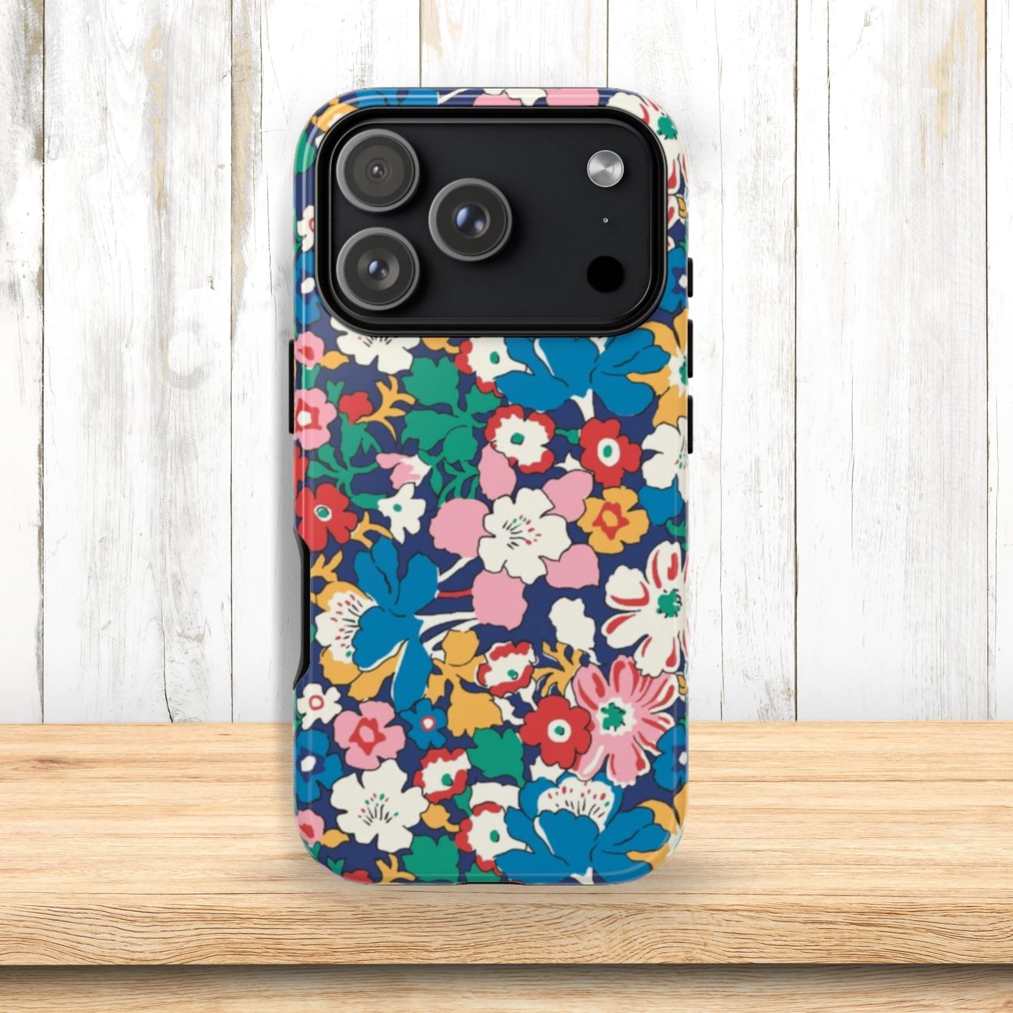 Floral Tough Phone Case for Apple iPhone, Dual-Layer Polycarbonate and TPU Cover