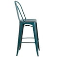 thumbnail image 6 of Emma + Oliver 4 Pack 30" High Distressed Kelly Blue-Teal Metal Indoor-Outdoor Barstool with Back, 6 of 12