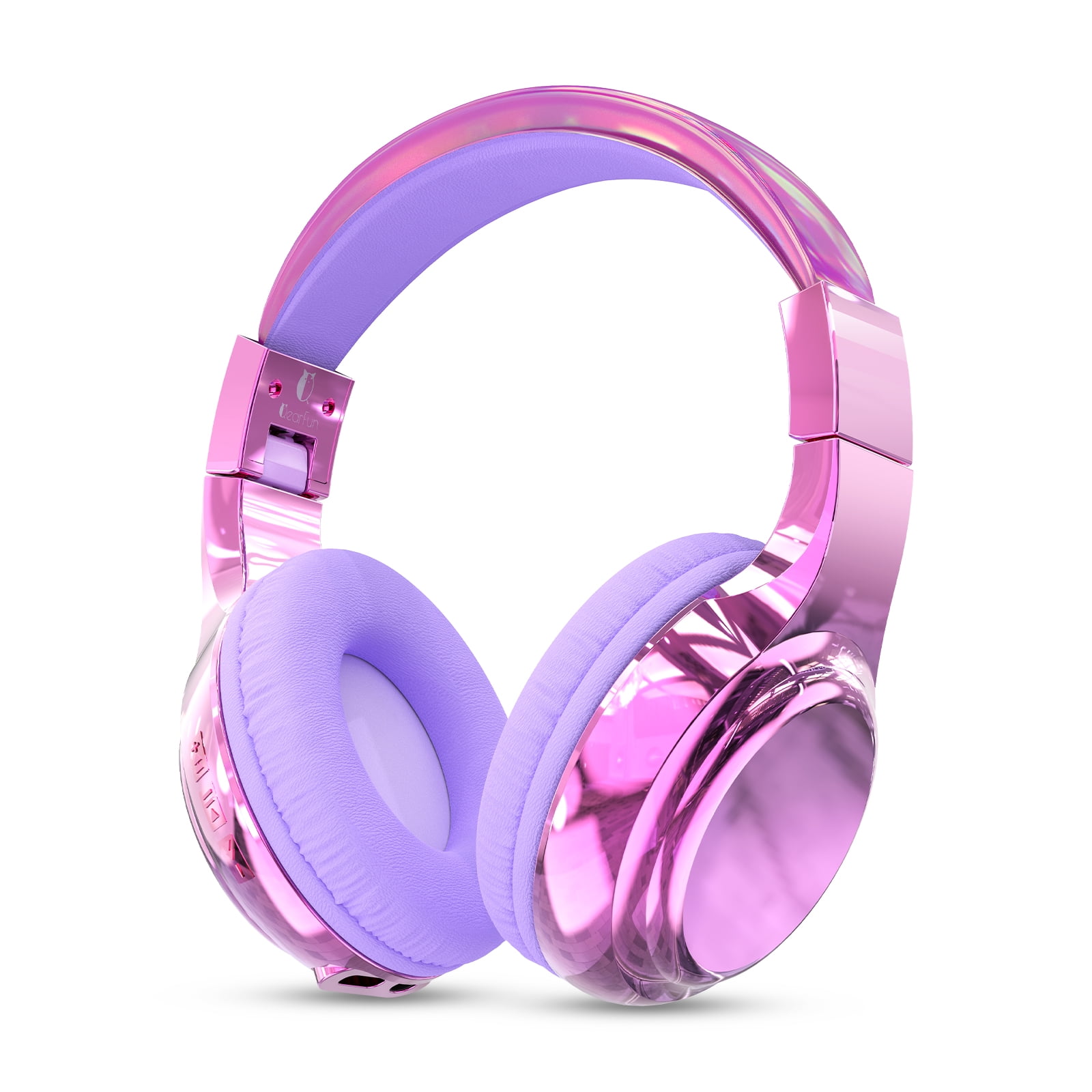 hisonic Cuffie per bambini, Bluetooth, con unicorno, Bluetooth, cuffie da ragazza con luci colorate, microfono e slot per schede SD per scuola/viaggio (rosa+viola