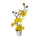 thumbnail image 1 of Jarrón de flores artificiales con arreglo de flores de seda de ciruelo simulado con Amarillo, 1 of 9
