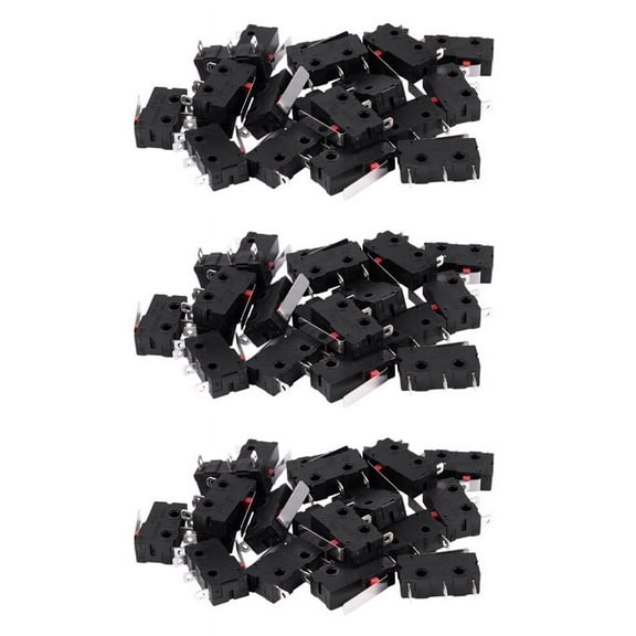 60Pcs AC 125V 250V 5A SPDT 3-Pin Momentary Plastic -Limit Switch Black Silver