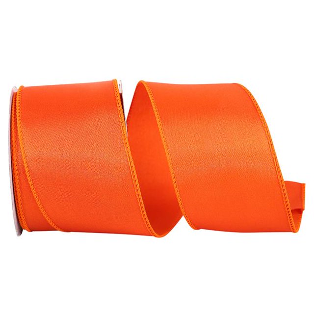 Reliant Ribbon 92575W-058-40F 2.5 in. Satin Value Wired Edge Ribbon, Orange - 10 Yards