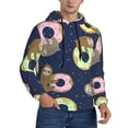 thumbnail image 2 of Kdxio Sloth with Donuts Print Mens Casual Hooded Collar Drawstring Hoodies Pullover Sweatshirts Casual Long Sleeve Shirts-4X-Large, 2 of 7