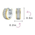 thumbnail image 5 of Bling Jewelry Mens Diagonal Slash 2 Tone Stardust Finish Mini Hoop Huggie Earrings Stainless Steel, 5 of 6