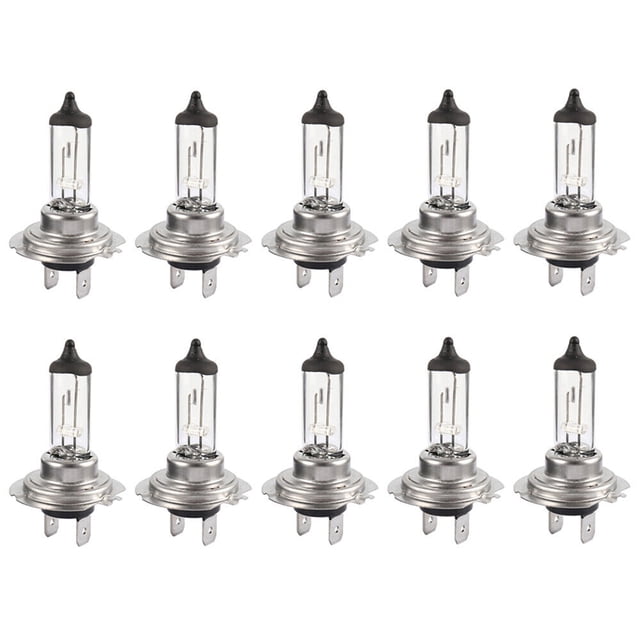 10 Bombillas Halógenas Cuarzo Larga Duración H7 12 V 55 W PX26D 10 – (transparente – Transparente)