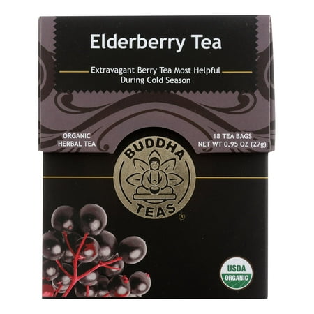 Buddha Teas - Organic Tea - Elderberry - Case of 6 - 18 Count