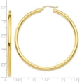 thumbnail image 4 of Diamond2Deal 10K Yellow Gold Polished 3mm Tube Hoop Earrings for Women (L- 1.97 inch, W- 2.18 inch), 4 of 6
