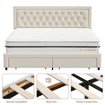 thumbnail image 3 of Homfa Queen Size Bed Frame with Storage, Linen Upholstered Platform Bed with 2 Storage Drawers & Adjustable Button Headboard, Beige, 3 of 10