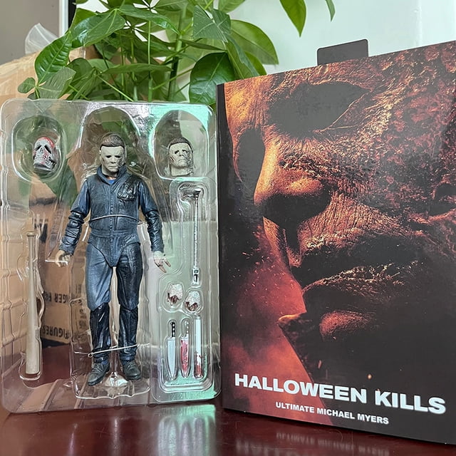 NECA-figura de Michael Myers final de Halloween, muñeco de juguete de terror con calabaza LED, regalos de navidad