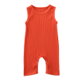 thumbnail image 3 of Infant Solid Color Romper, Sleeveless Round Collar Ribbed Cloth One-piece, 3 of 8