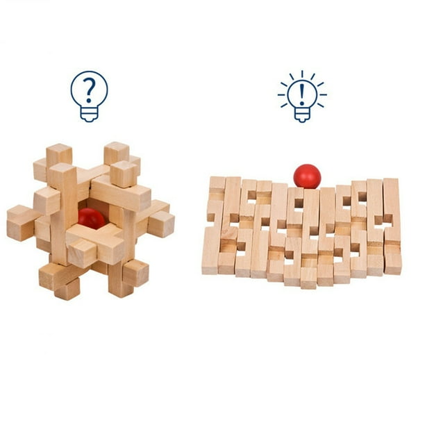 3D Wooden Toys IQ Brain Teaser Adults Educational Kids Puzzles Intelligence Game