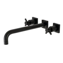 Kingston Brass KS6050DX Concord Two-Handle 3-Hole Wall Mount Roman Tub Faucet in Matte Black