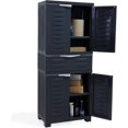 thumbnail image 6 of Sunnydaze 57" H Resin Garage Storage Cabinet - Garage Cabinet with 2 Adjustable Shelves - Freestanding Utility Storage for Laundry Room, Office, Basement - Charcoal, 6 of 18