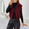 thumbnail image 7 of Womens Fleece Zip Up Vest Stand Collar Sleeveless Cropped Sherpa Waistcoat Casual Outerwear Layering Jacket for Fall Winter Daily Commute Outing,L,Wine, 7 of 7