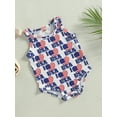 thumbnail image 3 of Wassery 4th of July Baby Girls Boys Romper Independence Day Outfits Star Striped Print Sleeveless Round Neck Bodysuits Summer Infant Tops 0-18M, 3 of 9