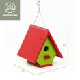 thumbnail image 3 of Outdoor Leisure Products Model GM30RL Wren Bird House Made of High Density Poly Resin in Bright Red and Lime, 3 of 7