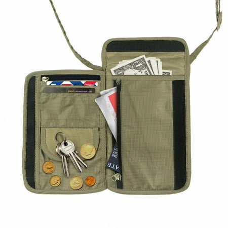 Passport And Travel Wallet - Travel Inspira Passport Holder Neck Pouch Wallet Foldable
