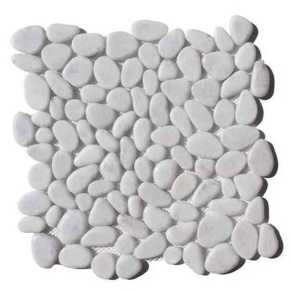 Intrend Tile GP023-A 12 x 12 x 0.37 Po Blanc Finition Verre de Galets Mosaïque Carrelage