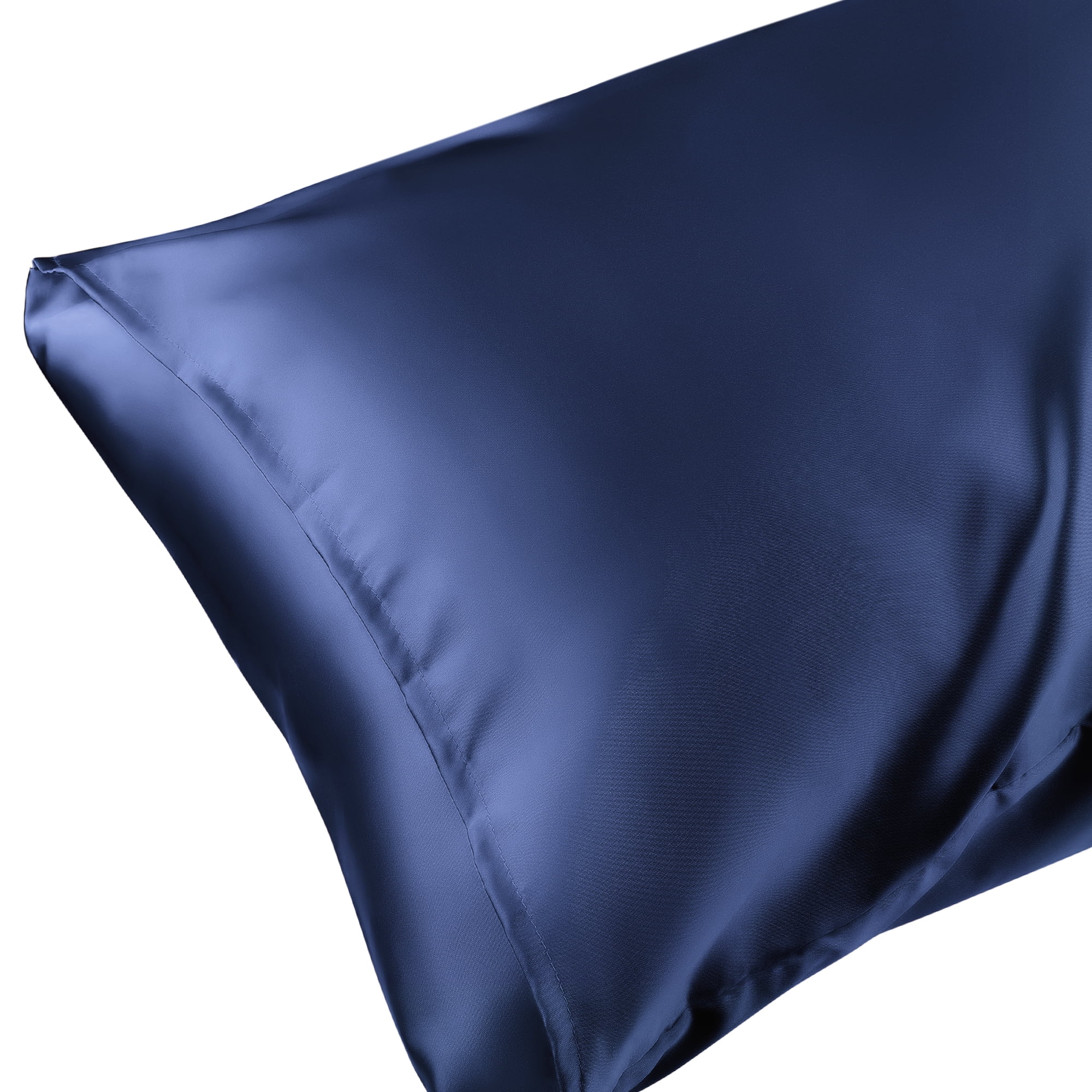 Unique Bargains Envelope Closure Breathable and Soft Satin Pillowcase (2 Count) Navy Blue King
