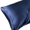 thumbnail image 2 of Unique Bargains Envelope Closure Breathable and Soft Satin Pillowcase (2 Count) Navy Blue Non-Standard, 2 of 6