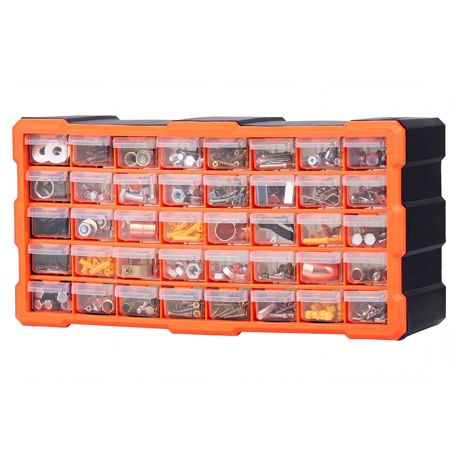 KFFKFF 40-Drawer Plastic Storage Organizer, Stackable Cabinet for Garage Organization, Wall-Mountable Toolbox for Small Parts, Hardware, Beads, Screws, Crafts, and Building Bricks