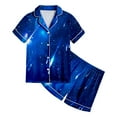 thumbnail image 3 of Zshosam Kids Pajamas Kids Pjs Girls Pjs Short Sleeve Crewneck Sleep Top Girl Pajamas Size 12T 13T,(Blue 12-13 Years), 3 of 3