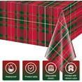 thumbnail image 5 of Twfbrm Christmas Disposable Tablecloth, 54x108 inch Plastic Buffalo Plaid Rectangle Table Cloth, Waterproof Wipeable Checkered Table Cover Christmas Table Decorations for Party Dining Birthday, 5 of 8