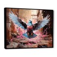 thumbnail image 2 of Designart "Flight of the Pigeons Blue and Pink" Animals Framed Wall Art - Modern Farmhouse Pink Pigeon Entryway Framed Wall Art, 2 of 6