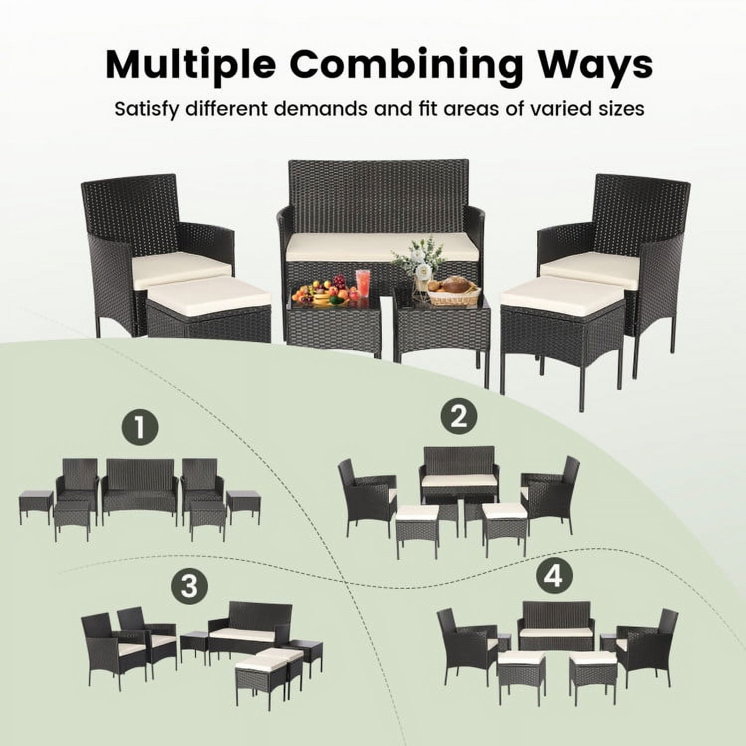 Aimee Lii 7 Pieces Outdoor Wicker Sofa Set with Coffee Table, Backyard Furniture, Rustproof Aimee Lii 7 Pieces Outdoor Wicker Sofa Set with Coffee Table, Backyard Furniture, Rustproof