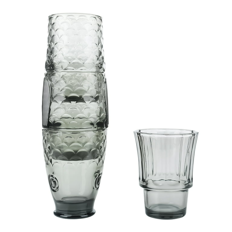 JoyJolt Alina Clear Ribbed Glass Drinking Glass Set, Highball Glasses and  Tumbler Glasses - Set of 8 