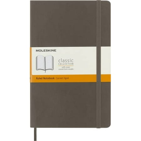 Moleskine Classic Notebook, Soft Cover, Large (5" x 8.25") Ruled/Lined, Earth Brown, 240 Pages