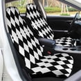 thumbnail image 5 of Black And White Harlequin Pattern Car Seat Cover Set Auto Front Bucket Cushion Protect Accessories 2 Piece, 5 of 6
