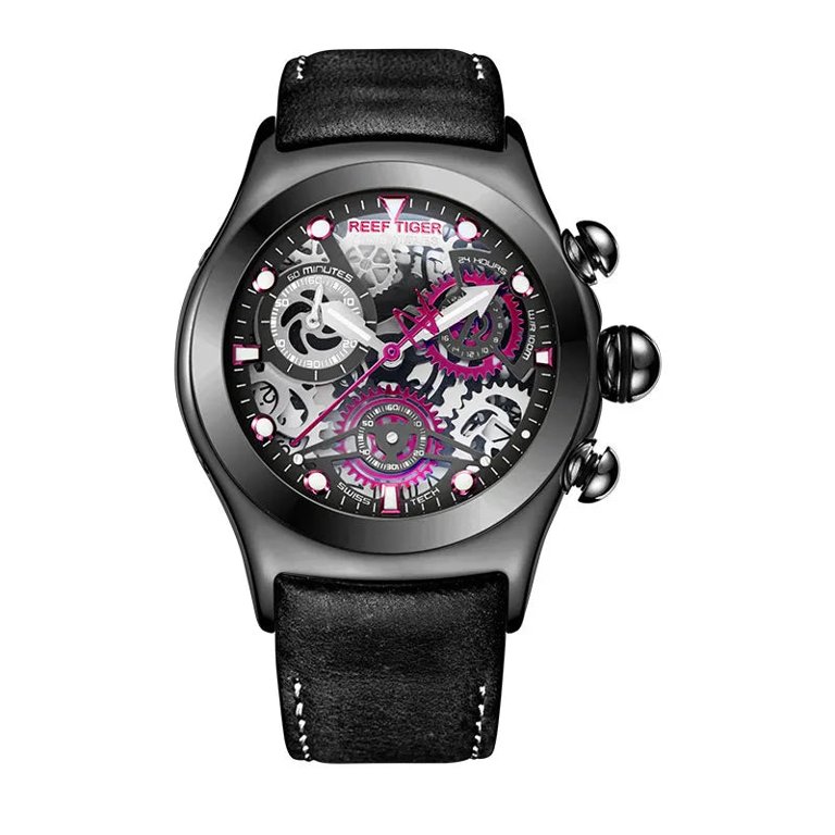 リーフタイガーRGA792 Reef Tiger/RT Mens Sport Watches with Chronograph Skeleton