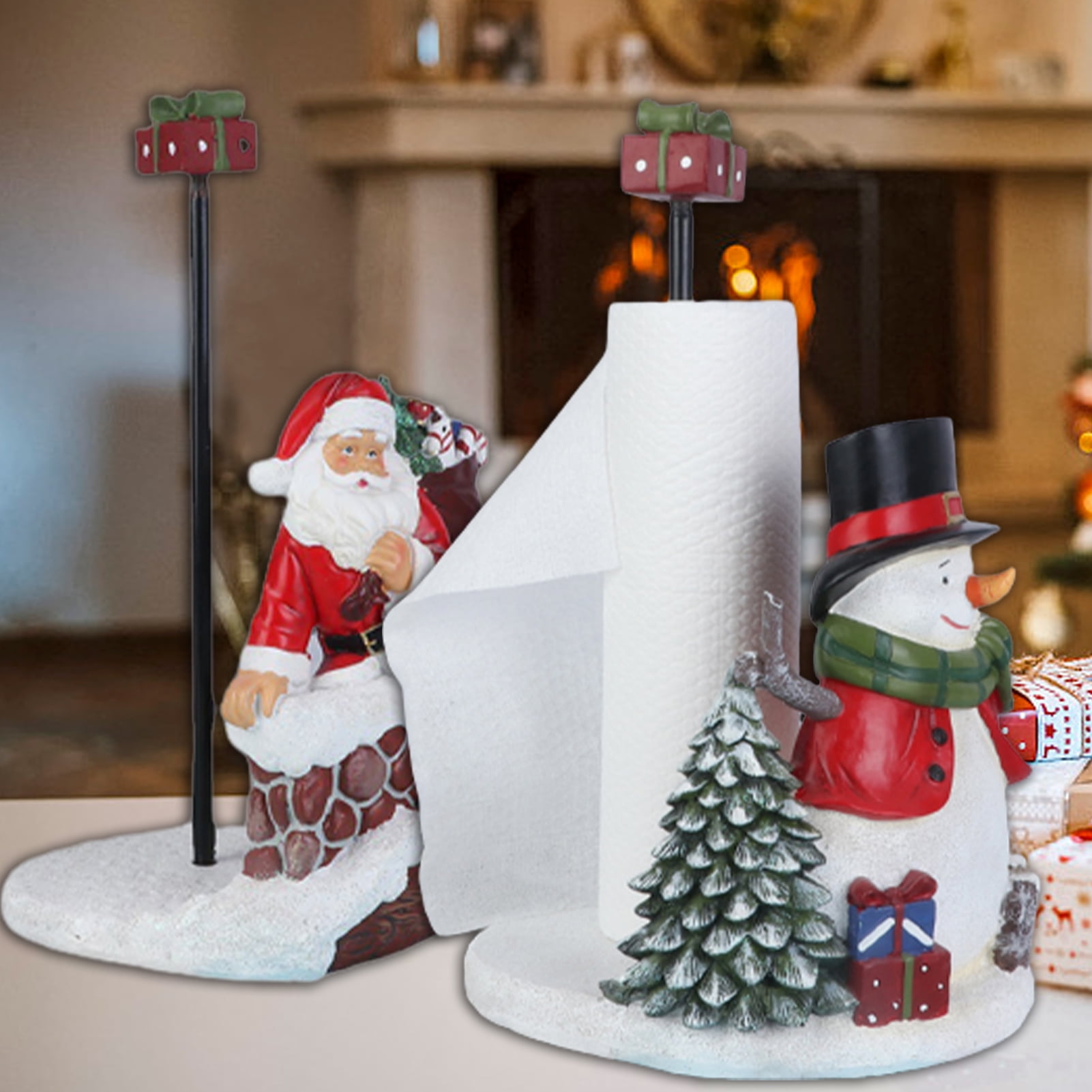 YDxl Christmas Tissue Holder Cute Santa Claus Snowman Resin Figurine