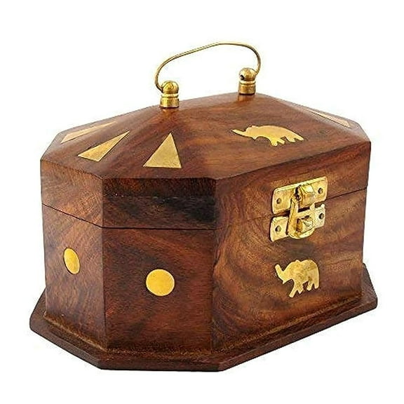 Handmade Wooden Jewellery Box For Women Jewel Organizer Elephant Décor Gifts Products, 6 Inches