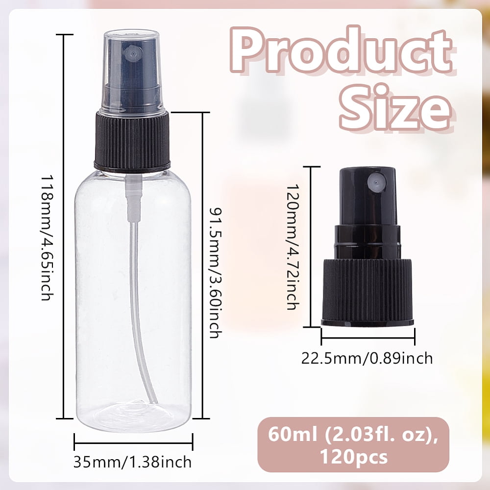 120 Pcs Mini Spray Bottles 60ml (2oz) Perfume Travel Refillable Bottles with Pump Spray Cap Tiny Sprayer for Water Cologne Samples