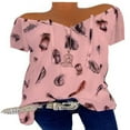 thumbnail image 1 of Womens V Neck T Shirts Plus Size Short Sleeve Blouse Lace Up Drawstring Loose Tops Summer Tee, 1 of 2