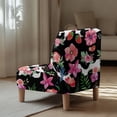 thumbnail image 4 of ZIATUBLES Armless Chair Slipcover Stretch Spandex Fabric Accent Chair Covers without Arms Removable Furniture Protector with Elastic Bottom for Living Dining Room, Flower Leaf Strawberry Cow Print, 4 of 7