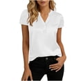 thumbnail image 2 of Tqcoqu Womens Satin Blouse for Women Business Work Tops Casual Cap Sleeve V Neck Button Down Shirts,White,Women's S-XXL, 2 of 6