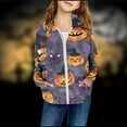thumbnail image 3 of Odeerbi Toddler Boys Girls Halloween Zip Up Hooded Sweatshirt Jacket Children's Long Sleeve Pattern Printed Sweatshirts Round Neck Short Top Zipper Cardigan Hooded Sweatshirt Light Purple, 3 of 3