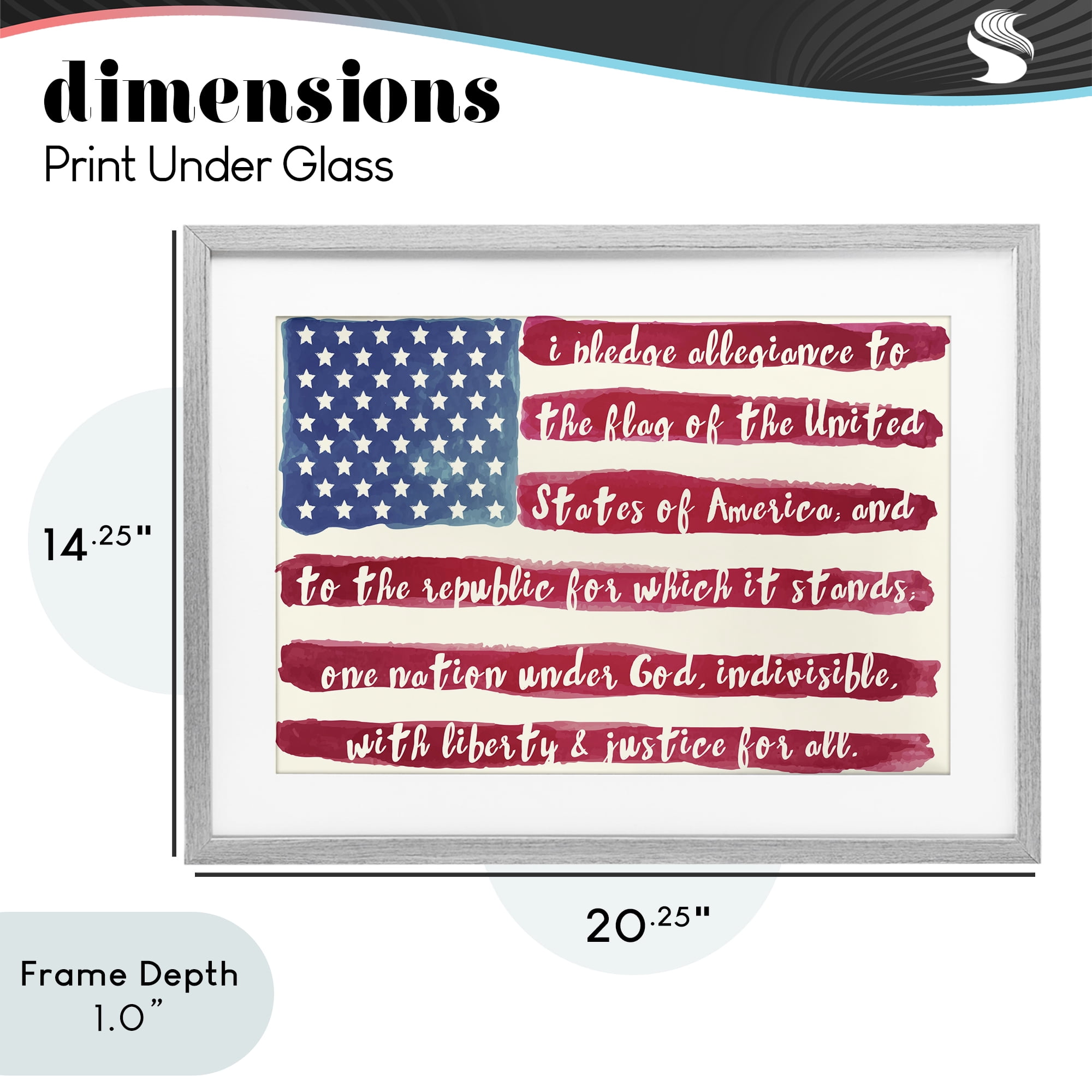Stupell Industries Pledge Of Allegiance Flag Stripes Gray Framed Print Under Glass, design by Sophie 6