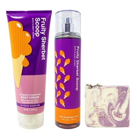 Bath & Body Works Fruity Sherbet Scoop - Fine Fragrance Mist and Ultimate Hydration Body Cream with a Lavender Dream Bar Soap