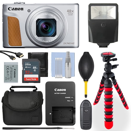 Canon PowerShot SX740 20.3MP Digital Camera Silver 32GB Deluxe Accessory Package - International Version